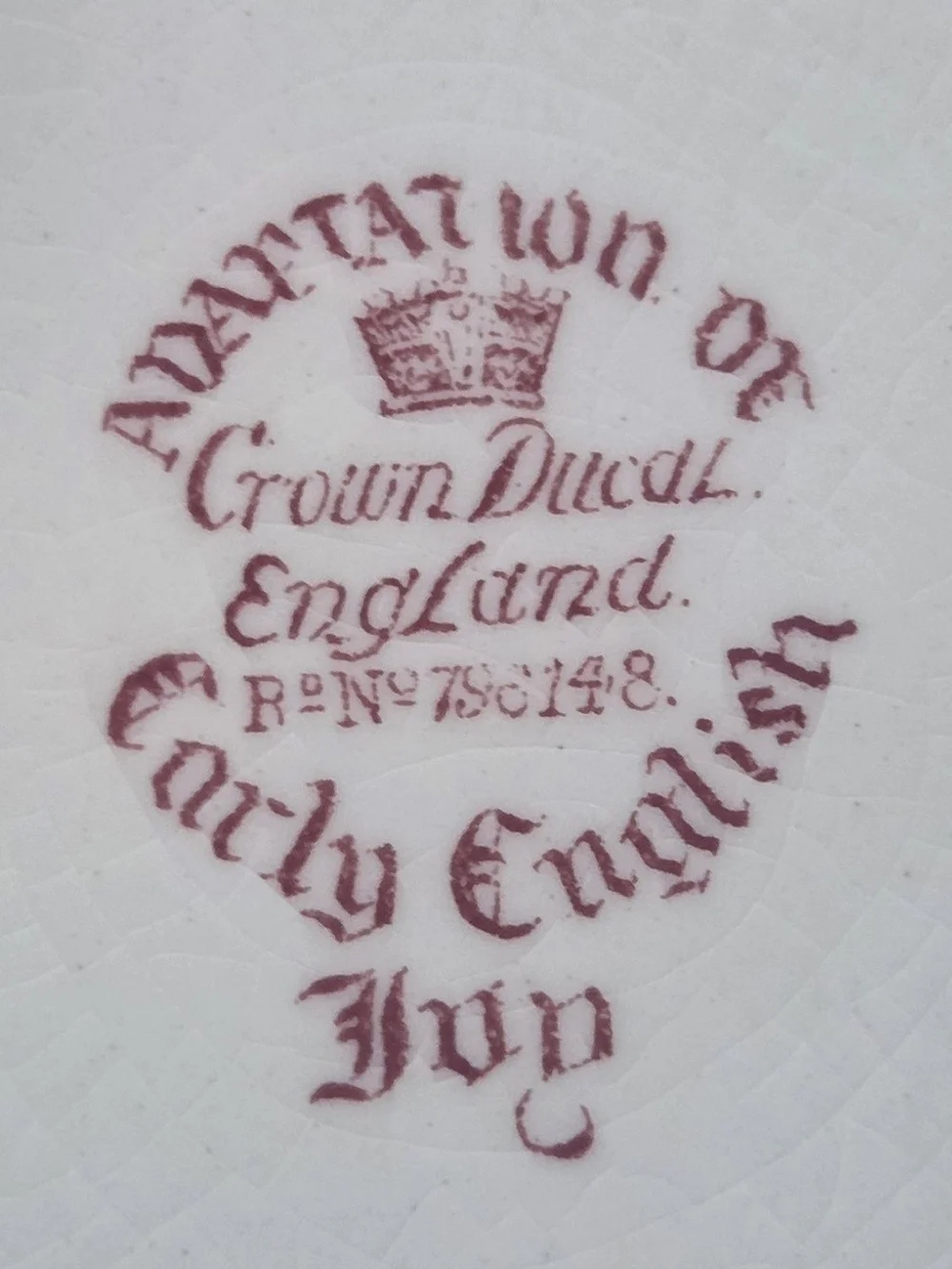 1930's Vintage Antique Early English Ivy Pink by Crown Ducal ~ Bin Q